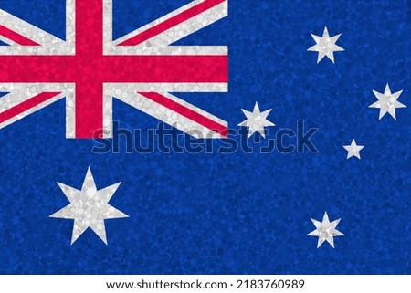 Australia flag on styrofoam texture. national flag painted on the surface of plastic foam