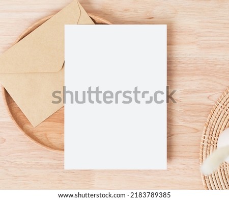 Blank greeting card with envelopes for greeting, wedding cards, birthday card, Mockup for design Royalty-Free Stock Photo #2183789385