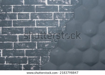 Abstract Pattern Interior Design Blue Brick Wall Sample Exterior Decoration Texture Background.