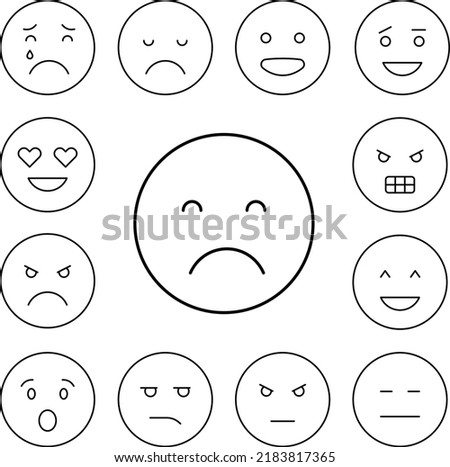 Sad, emotions icon in a collection with other items