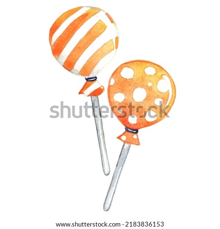 Halloween lollipop watercolor illustration for decoration on Halloween festival and candy sweet concept.