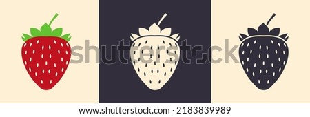 vector illustration of strawberry clipart with ripe beautiful healthy fresh natural red, white, and black looks. fit for logo, decoration, app logo, flavor icon,  pictogram, etc.