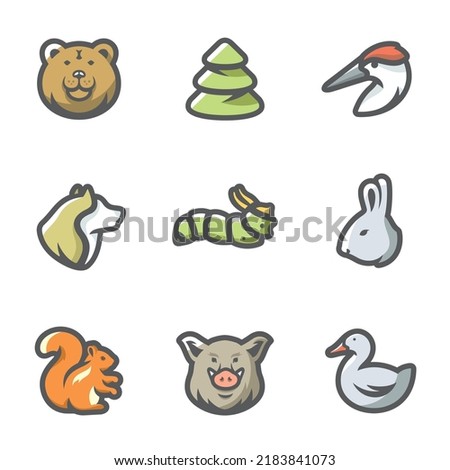 Vector Set of Forest Animals Icons.