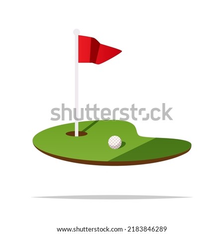 Golf hole with flag vector isolated illustration