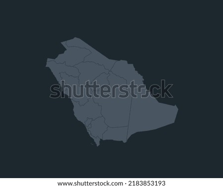 High Detailed Dark Map of Saudi Arabia on White isolated background, Vector Illustration EPS 10