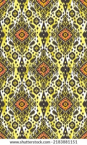 Seamless vector digital Mexican rug pattern design, Indian Ikat, Traditional diamond pattern with ogee influence