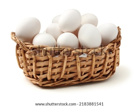 White eggs on white background  Royalty-Free Stock Photo #2183881541
