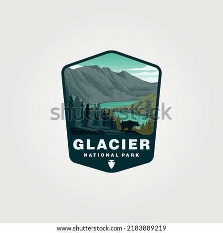 vector of glacier national park vector patch logo design Royalty-Free Stock Photo #2183889219