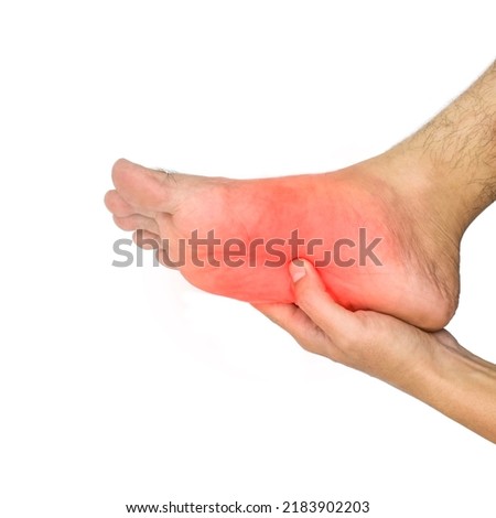 Tingling and burning sensation in foot of Asian young man with diabetes. Foot pain. Sensory neuropathy problems. Foot nerves problems. Plantar fasciitis.