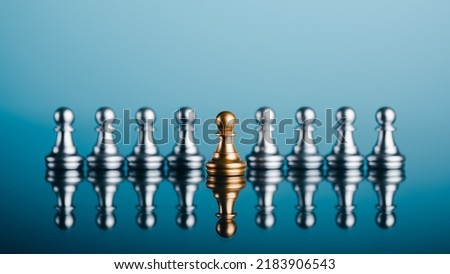 Creative leadership and differentiated business ideas Developing an organizational strategy towards innovation The chess pieces are laid out on the ground and are distinguished by color. Royalty-Free Stock Photo #2183906543