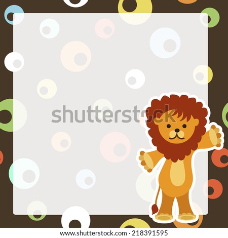 vector illustration of card with cute lion