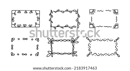 Doodle frames set, hand-drawn monograms.Edgings and cadres with simple sketchy elements for your design.Isolated. Vector illustration. Royalty-Free Stock Photo #2183917463