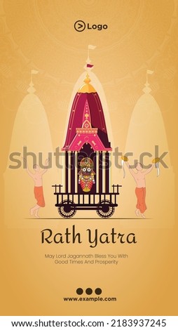 Indian festival jagannath rath yatra portrait template design. 