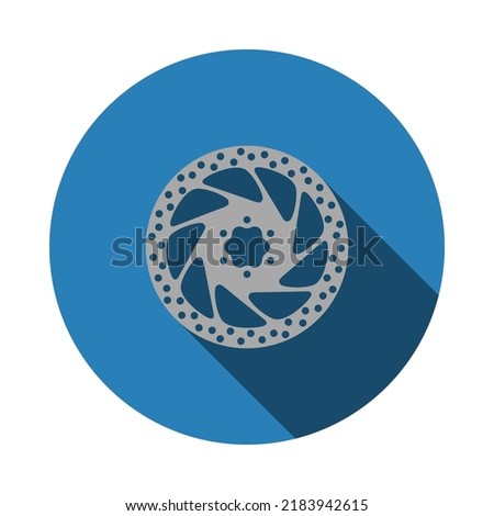 Bike Brake Disc Icon. Flat Circle Stencil Design With Long Shadow. Vector Illustration.