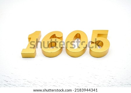  Number 1605 is made of gold painted teak, 1 cm thick, laid on a white painted aerated brick floor, visualized in 3D.                                