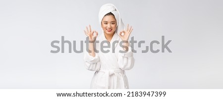 beauty asian woman ok gesture for good facial product. isolated on white background. beauty and fashion concept.