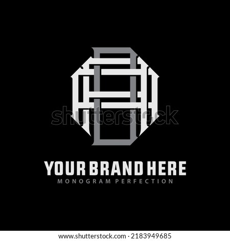 Monogram Logo, Initial letters A, D, AAD, ADA, or DAA, Interlock, Modern, Sporty, White and Gray Color on Black Background