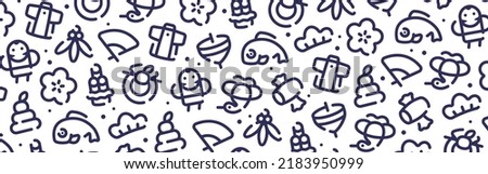 Japanese new year icon pattern background wide banner