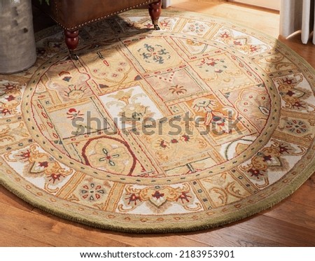 Traditional woven oriental wool area rug. Royalty-Free Stock Photo #2183953901