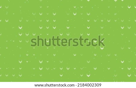 Seamless background pattern of evenly spaced white necklace symbols of different sizes and opacity. Vector illustration on light green background with stars