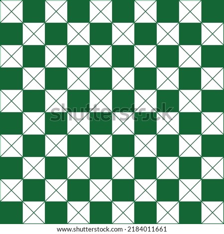 Abstract Vector Seamless green plaid Checkered Squares and cross Pattern