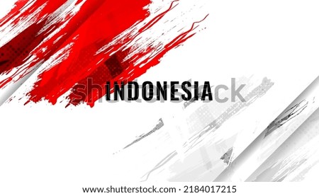 Indonesia Flag with Brush Concept. Happy Indonesian Independence Day. Flag of Indonesia in Grunge Style