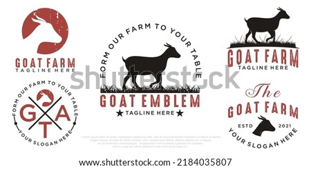icon set goat vintage logo design template Royalty-Free Stock Photo #2184035807