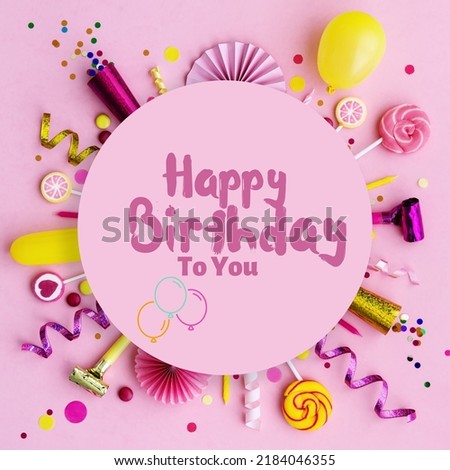 Happy Birthday typography vector design for greeting cards and poster with balloon and gift box, design template for birthday celebration.