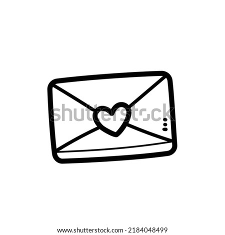 Letter with heart minimal flat icon for lovers