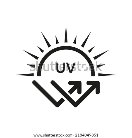 Ultraviolet Rays Silhouette Black Icon. SPF Sun Ray Resistant Sunblock. Sun UV Arrow Protect Radiation Glyph Pictogram. Sunblock Protection Defense Skin Care Icon. Isolated Vector Illustration. Royalty-Free Stock Photo #2184049851