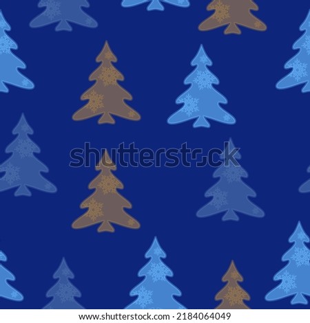 Colorful christmas trees seamless pattern background  Doodles. Seamless colorful winter pattern on black background. Vector illustration.