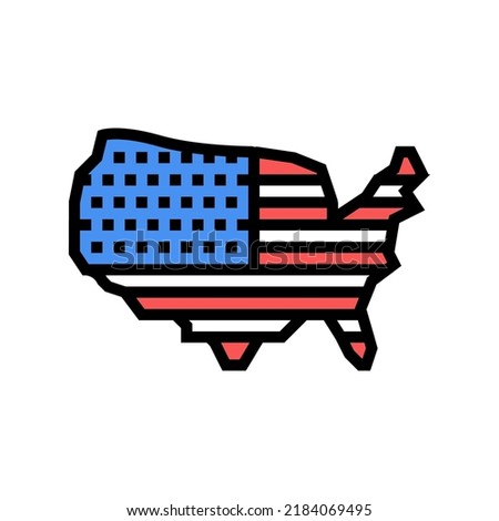 usa country map flag color icon vector. usa country map flag sign. isolated symbol illustration