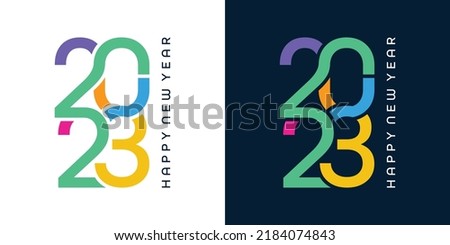 colorful and interconnected new year 2023 logo design Royalty-Free Stock Photo #2184074843