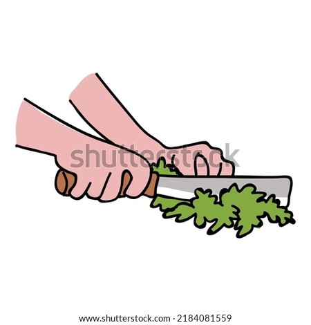 Cutting leaves for cooking clip art