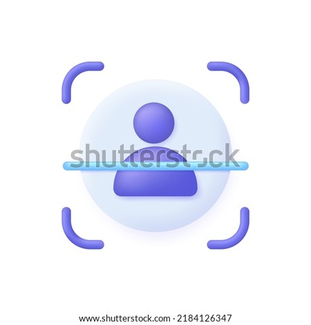 3D Face recognition illustration. Concept of facial recognition, face ID system, biometric identification, face scan system. Cyber security concept. Modern vector in 3d style. Royalty-Free Stock Photo #2184126347