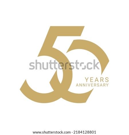 50th 50 Years Anniversary Logo, Golden Color, Vector Template Design element for birthday, invitation, wedding, jubilee and greeting card illustration. Royalty-Free Stock Photo #2184128801