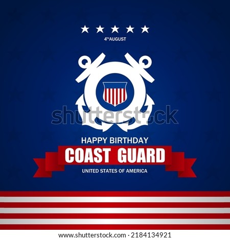 Happy birthday United States Coast Guard theme vector illustration. Suitable for Poster, Banners, background and greeting card.