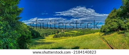 Panorama of green summer nature in Russia. Russia summer in nature green Royalty-Free Stock Photo #2184140823