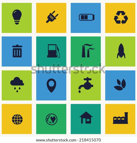 Icons set for green technology. Green world. Ecology theme. Icons for your design. Vector EPS 10