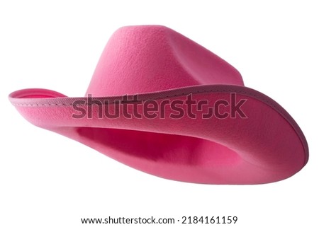 Pink cowboy hat isolated on white background with clipping path cutout concept for feminine western attire, gentle femininity, American culture  and fashionable cowgirl clothing Royalty-Free Stock Photo #2184161159