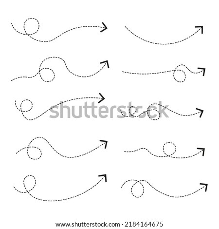 Set of dashed line arrows
