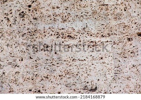 Light limestone slab with shell marks. Shell rock texture. Natural stone background Royalty-Free Stock Photo #2184168879