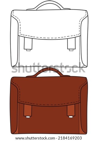 Back to school Element,Outline and Colored Teacher Bag,Educational clip art .