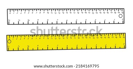 Back to school Element,Outline and Colored Ruler,Educational clip art .
