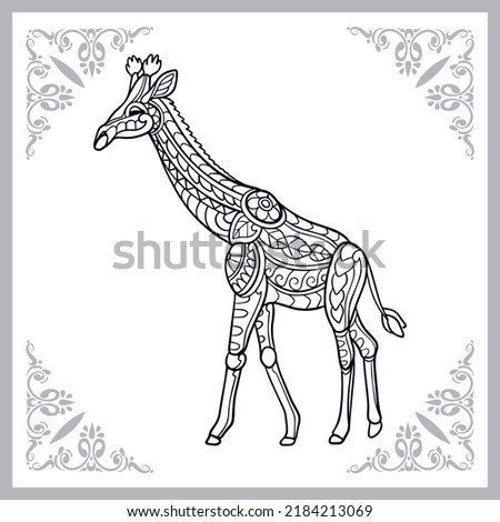 Illustration of Giraffe zentangle arts isolated on white background