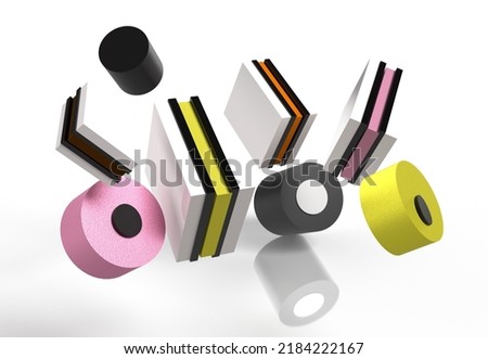 Liquorice Sweets Mixture 3D Render on a White Background.