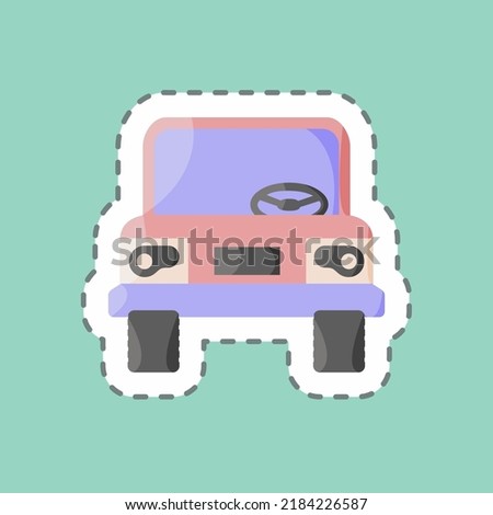 Sticker line cut Jeep. suitable for education symbol. simple design editable. design template vector. simple illustration