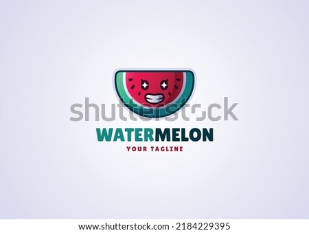 Vector watermelon mascot logo template
