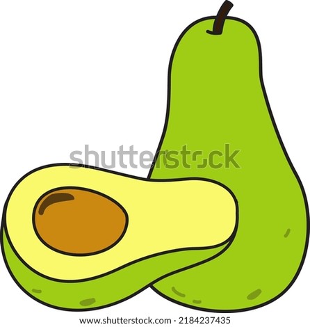 half of ripe avocado vector cartoon illustration Royalty-Free Stock Photo #2184237435