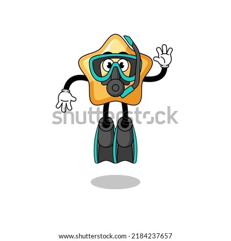 Character cartoon of star as a diver , character design